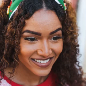 Santa Present Charms & Rhinestone Top Knot Holiday Headband