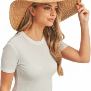Wide Brim Frayed Edge Sun Hat