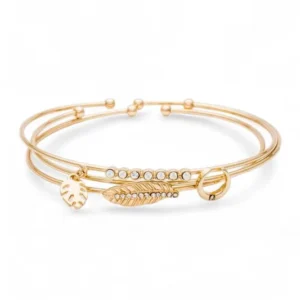 Leaf Horn Triple Wired Convertible Bangle Set