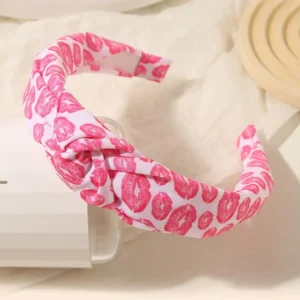 Ivory & Red Kiss Me Valentine's Top Knot Headband