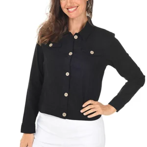 Button-Front Linen-Blend Jacket
