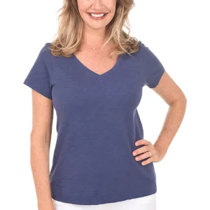Slub Knit Short Sleeve V-Neck Tee