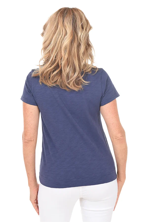 Slub Knit Short Sleeve V-Neck Tee - Image 3