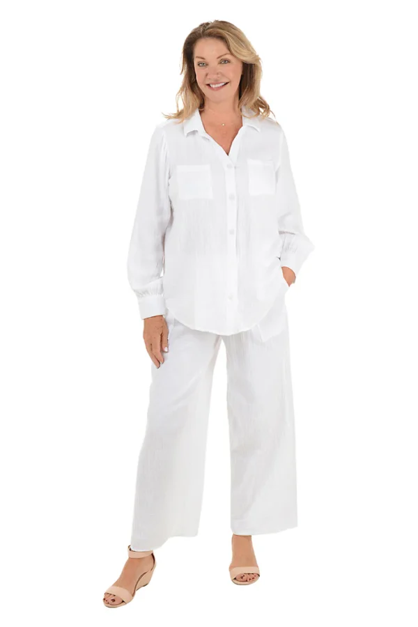 Cotton Gauze Wide Leg Lounge Pant - Image 2