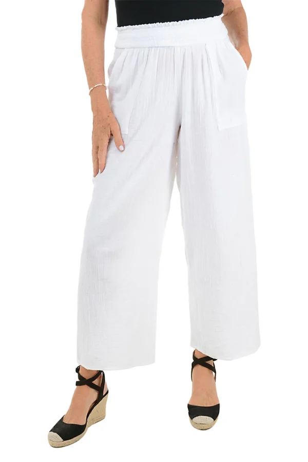 Cotton Gauze Wide Leg Lounge Pant