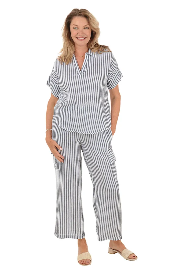 Striped Cotton Gauze Cargo Pant - Image 2
