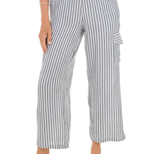 Striped Cotton Gauze Cargo Pant