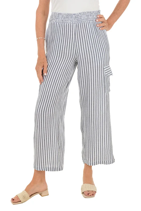 Striped Cotton Gauze Cargo Pant