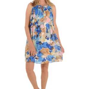 Jewelweed Pleated Ruffle Neck Dress