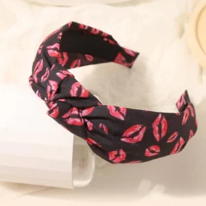 Black & Red Kiss Me Valentine's Top Knot Headband