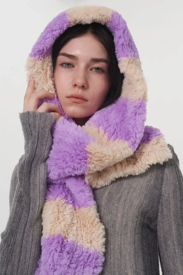 Fuzzy Contrast Striped Scarf - Image 4